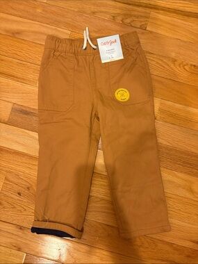 2T CAT & Jack fleece lined tan pants NWT